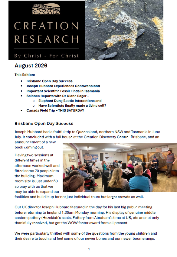 Creation News – August 2026
